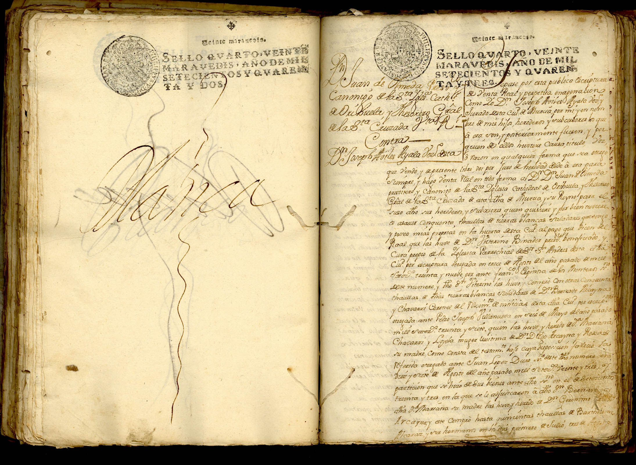 Registro de José Antonio Villaescusa, Murcia de 1742-1743.